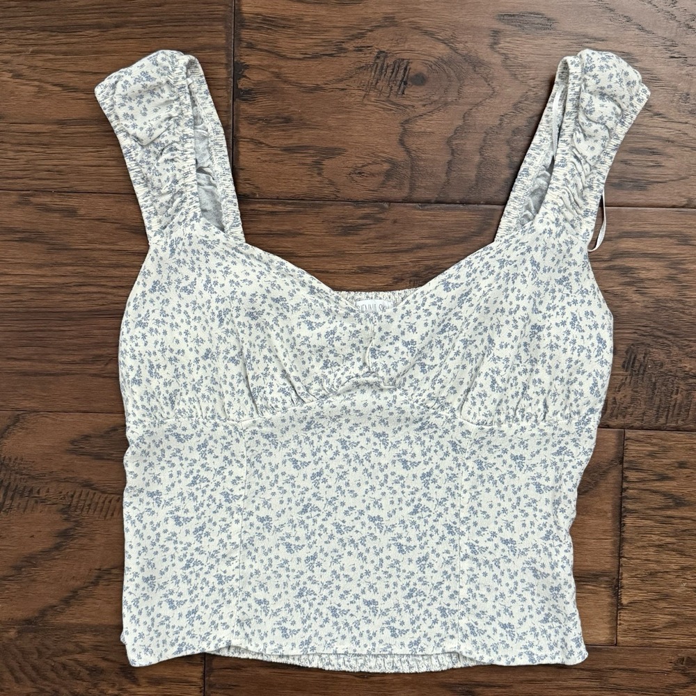 Sienna Sky Floral Smocked Back Viscose Rayon Cottagecore Tank Top Size M